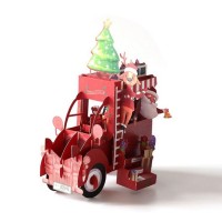 4D Pop Up Christmas Card,santa Claus Snowman Reindeer Gift Delivery Van Truck Evergreen Conifer Flower Tree Wreath Greeting Festival Card